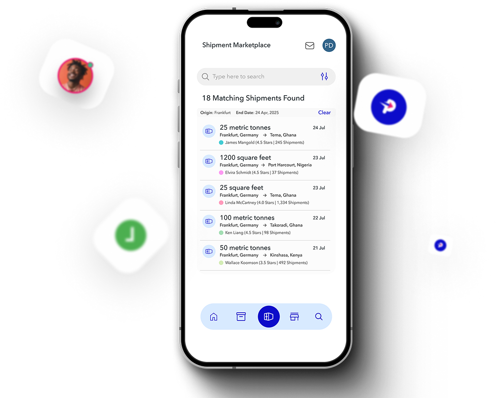 market place mockup with floating logos